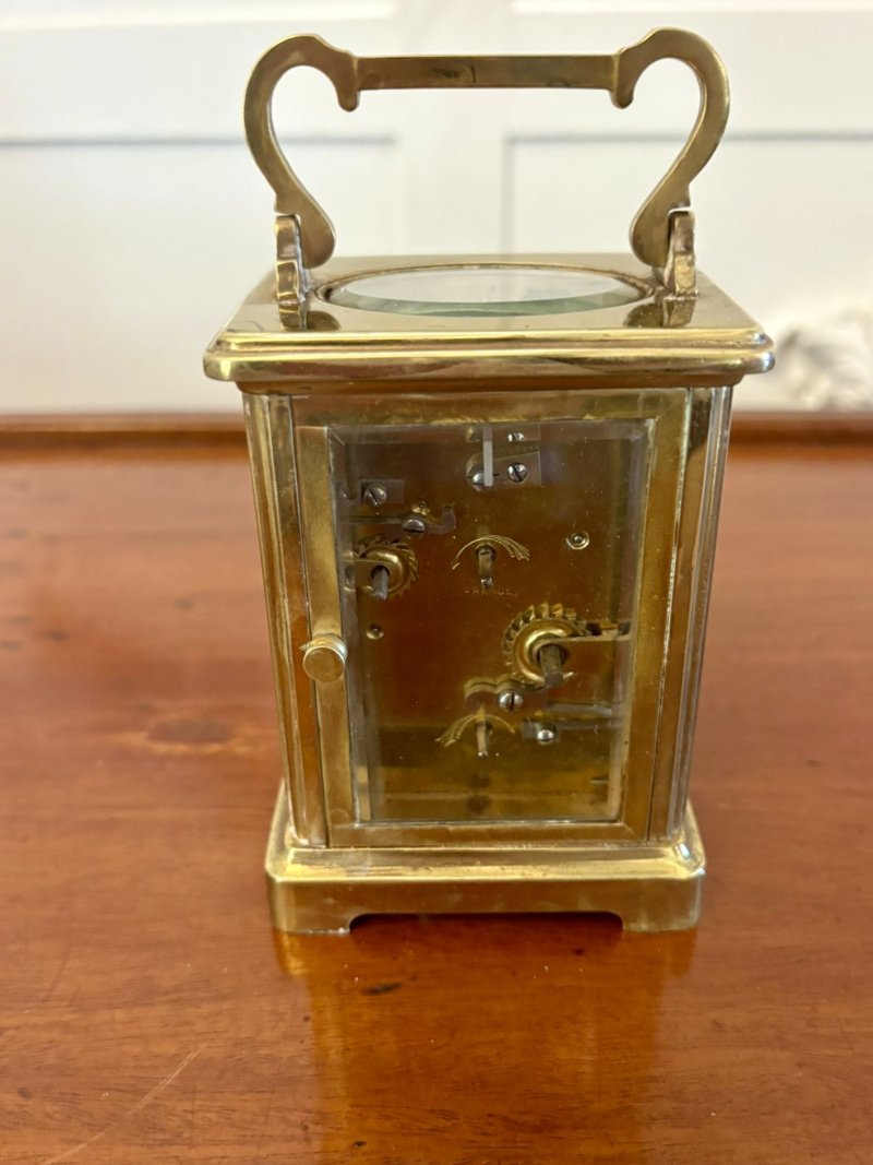 Antique Edwardian Quality Brass and Champleve Enamelled Carriage Clock - Image 4